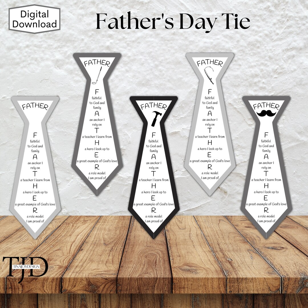 Father's Day Neck Tie Printable, Father Acronym, Neck Tie Printable ...