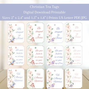 Scripture Tea Tags | Printable Tea Tags | Scripture Gift Tags | Tea Bag Tags | Bible Verse Tags | Mother's Day | Women's Retreat | Tea Party