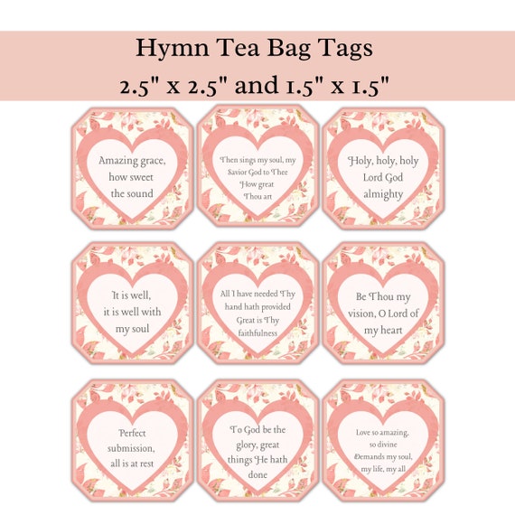 Hymnal Tea Tags Tea Bag Tags Printable Tea Bag Tags Etsy