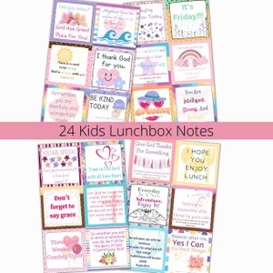 Notas cristianas para la lonchera de los niños para imprimir / Notas inspiradoras / Tarjetas de aliento / Notas para niños / Notas para el almuerzo escolar para niños para imprimir