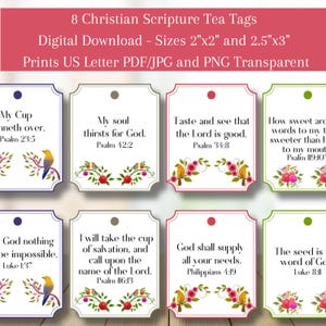 Scripture Tea Tags: Bible Verse Printable Favors For Women's Church Retreats and Tea Mother's Day