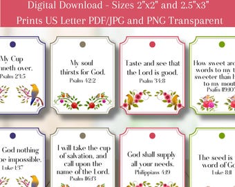 Scripture Tea Bag Tags: Bible Verse Printable Favors For Women's Church Retreats and Tea Mother's Day
