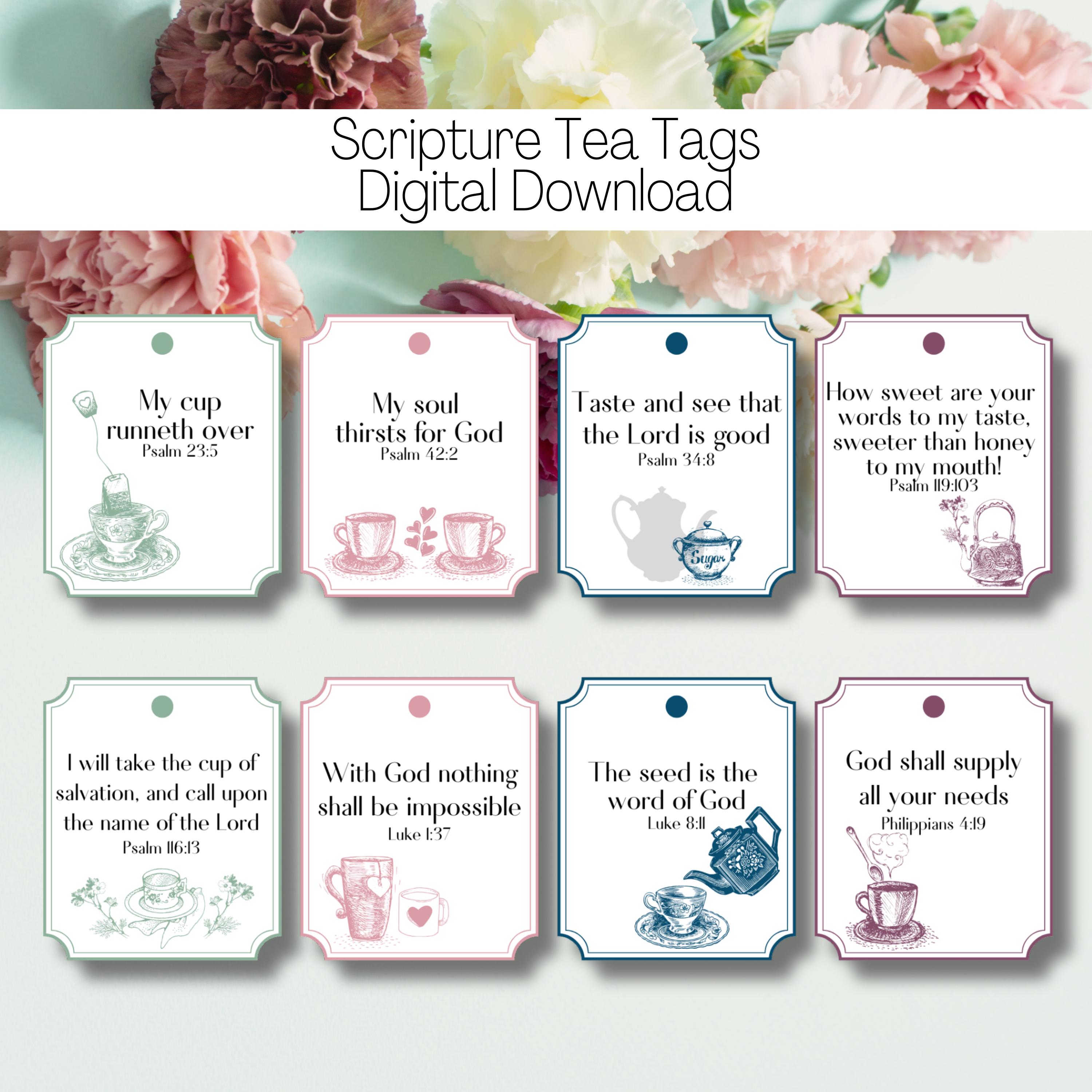 Christian Tea Bag Tags - Printable Scriptures Tags