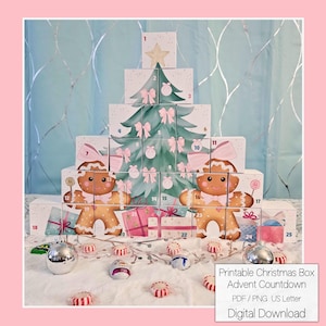 DIY Advent Calendar Fill Your Own Advent Boxes Christmas Boxes Countdown 25 Days of Christmas Decorations Coquette Gingerbread