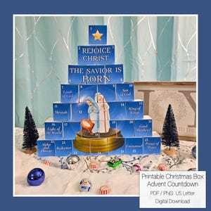 Krippe Adventskalender DIY Printable Füllen Sie Ihre eigenen Boxen Advent Weihnachtsbox Countdown 25 Tage Weihnachtsdekoration Christlicher Advent
