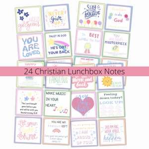 Notas cristianas para la lonchera de los niños para imprimir / Notas inspiradoras / Tarjetas de aliento / Notas para niños / Notas para el almuerzo escolar para niños para imprimir