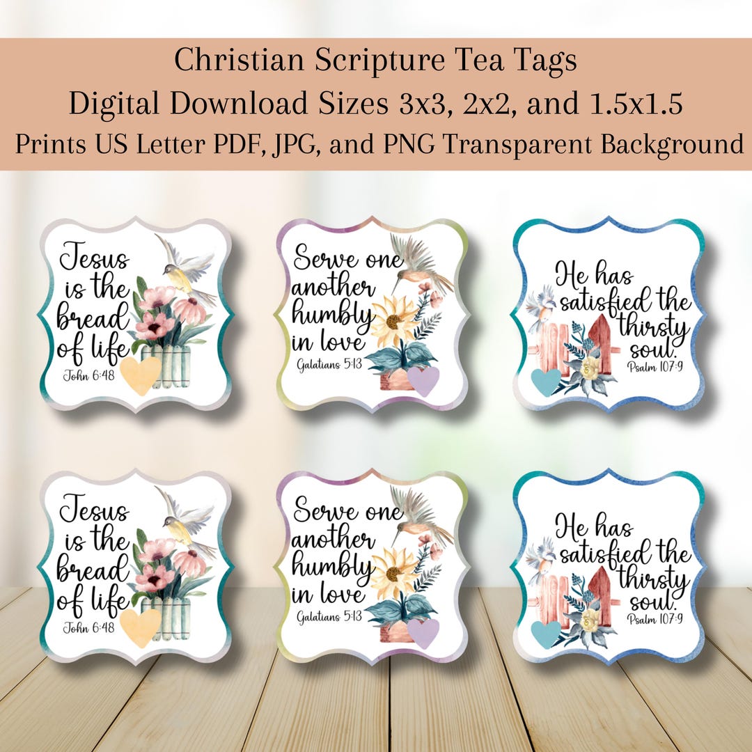 Scripture Tea Tags | Printable Tea Tags | Scripture Gift Tags | Tea Bag ...