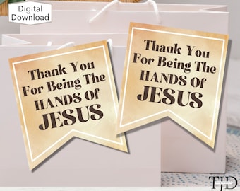 Hands Of Jesus Thank You Gift Tags: Christian Ministry (Digital Download)