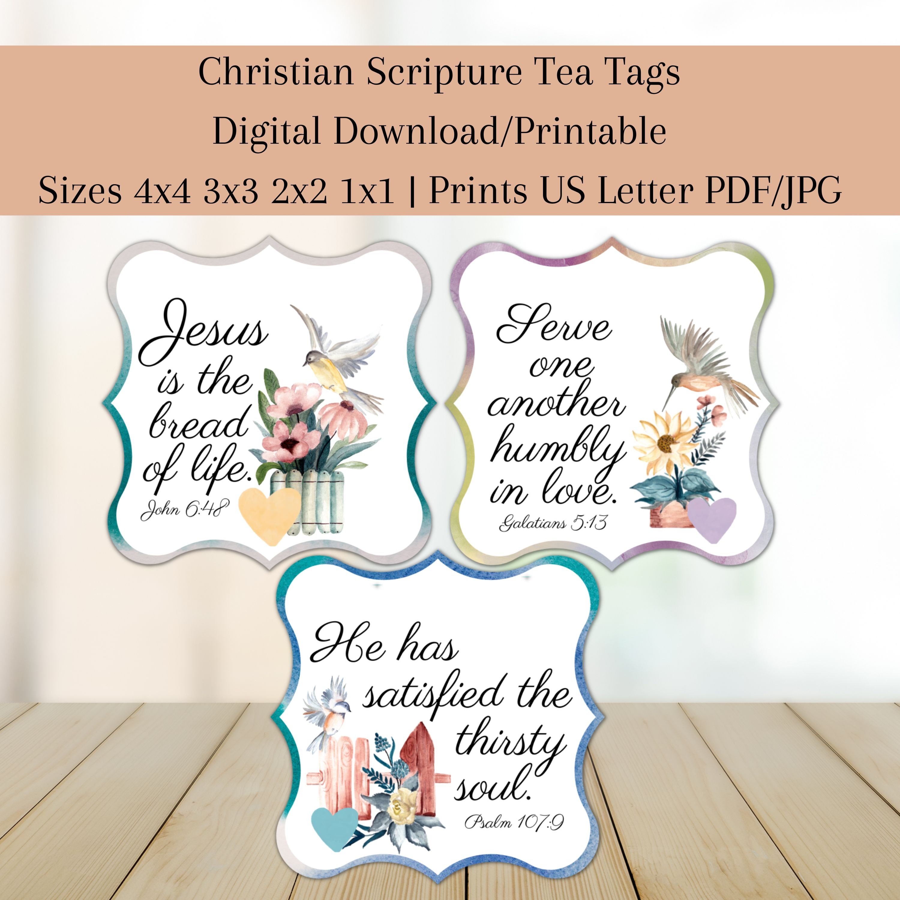 Scripture Tea Tags Printable Tea Tags Scripture Gift Tags Tea Bag Tags ...