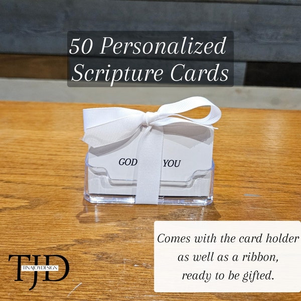 Personalized Scripture Cards In An Acrylic Card Holder Gift, Encouragement Cards, Inspirational Cards, Christian Gift Attributes of God