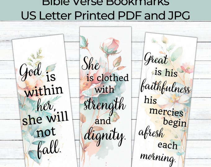 Printable Bible Verse Bookmark Set Digital Bookmark Bundle Scripture ...