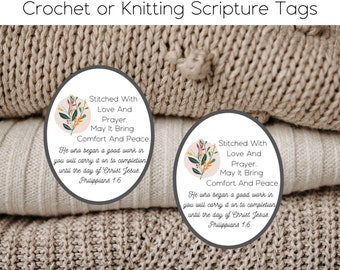 Etichette per scialli da preghiera con versetti biblici / Etichette per coperte da preghiera / Etichette per lavori a maglia e all'uncinetto / Etichette con versetti biblici / Etichette per la preghiera