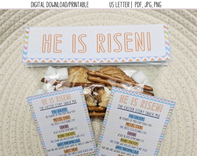 Easter Story Snack Mix Printable, Easter Story Snack Treat Gift Tag