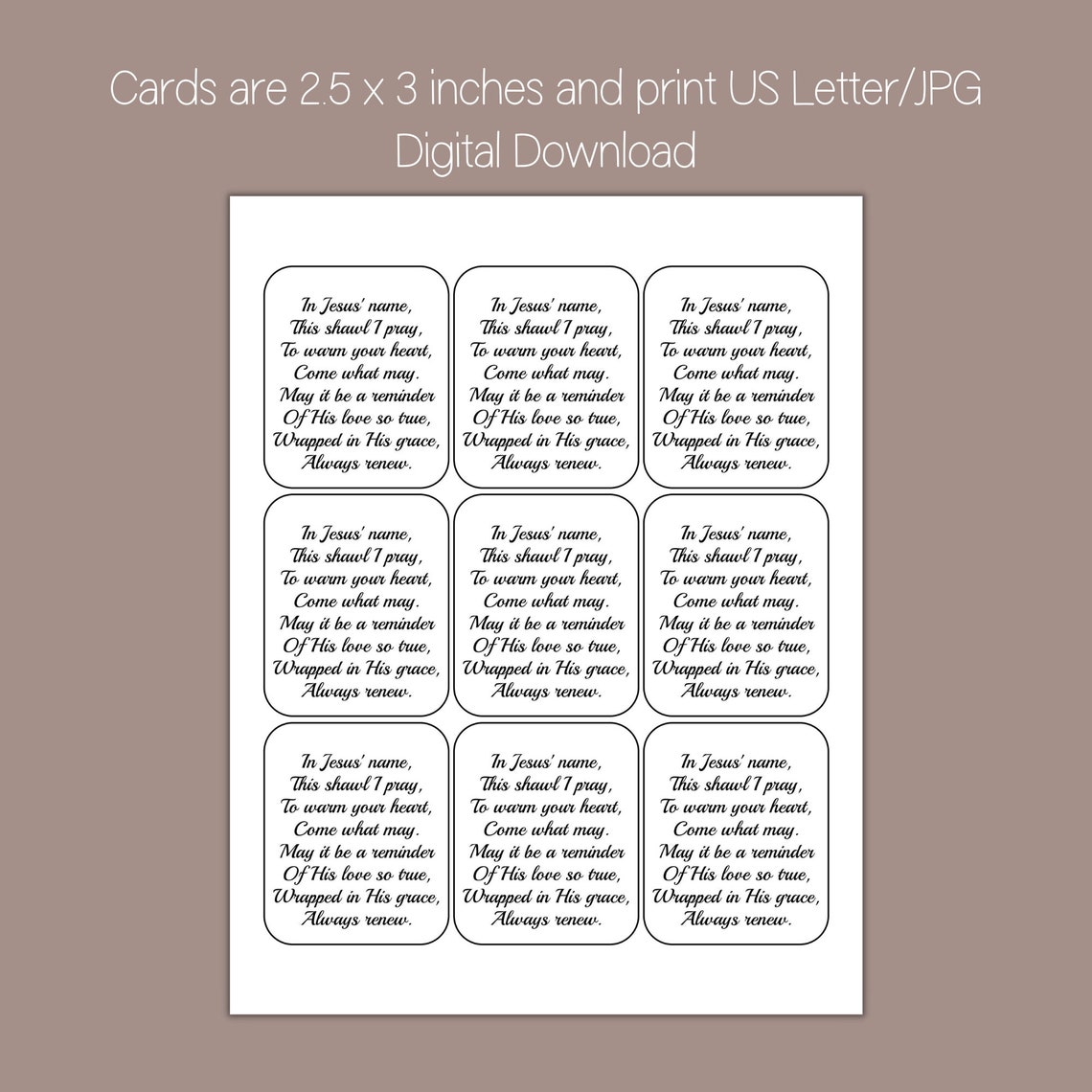 Prayer Shawl Poem Tag, Prayer Shawl Poem, Tags for Crochet, Tags for