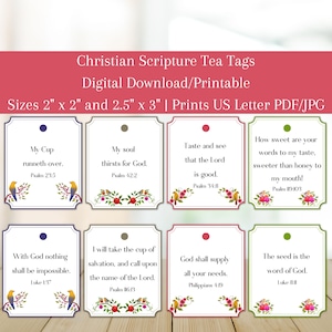 Scripture Tea Tags | Printable Tea Tags | Scripture Tags | Teabag Tags | Bible Verse | Mother's Day Tea Decor | Women's Retreat | Tea Party