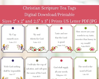 Scripture Tea Tags | Printable Tea Tags | Scripture Tags | Teabag Tags | Bible Verse | Mother's Day Tea Decor | Women's Retreat | Tea Party