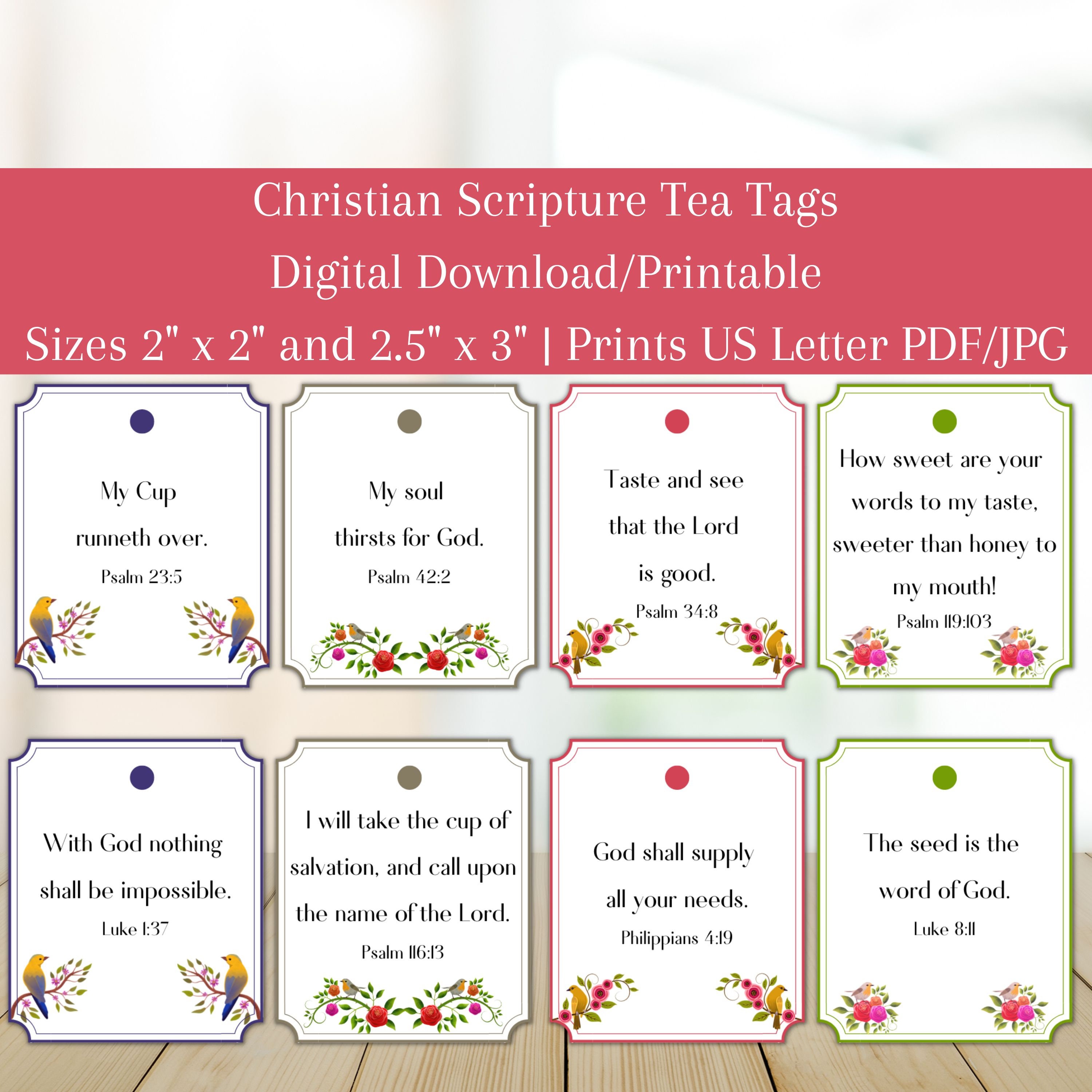 Scripture Tea Tags Printable Tea Tags Scripture Tags Etsy