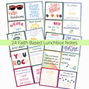 Notas cristianas para la lonchera de los niños para imprimir / Notas inspiradoras / Tarjetas de aliento / Notas para niños / Notas para el almuerzo escolar para niños para imprimir