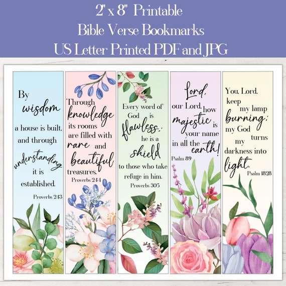 Printable Bible Verse Bookmark Set Digital Bookmark Bundle.