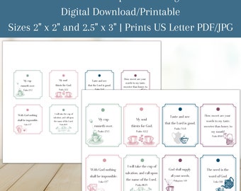 Scripture Tea Tags| Printable Tea Tags| Scripture Gift Tags| Mother Daughter Tea Party