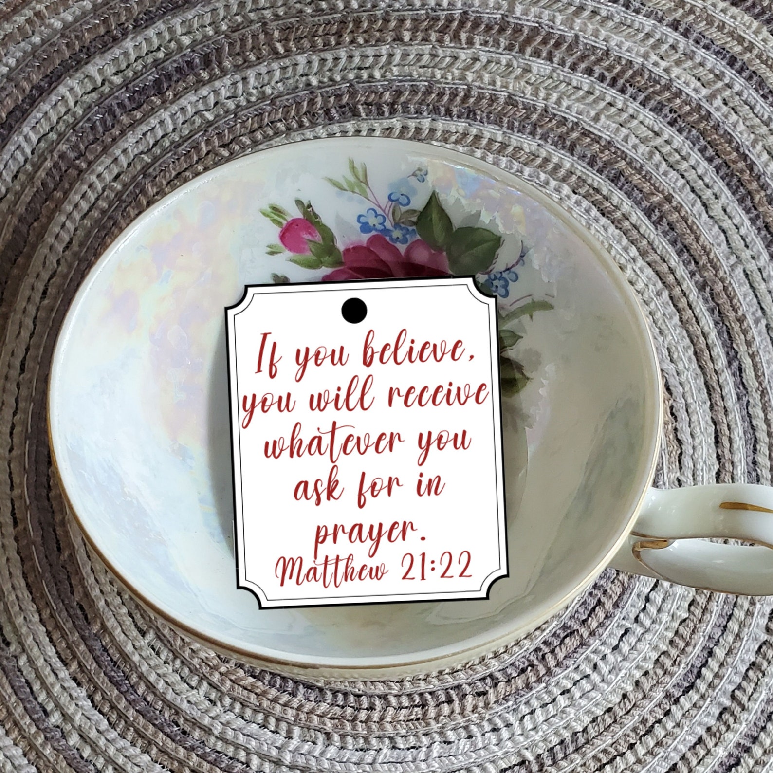 Scripture Tea Bag Tags, Pray, Wait, Trust, Matthew 21:22, Printable Tea ...