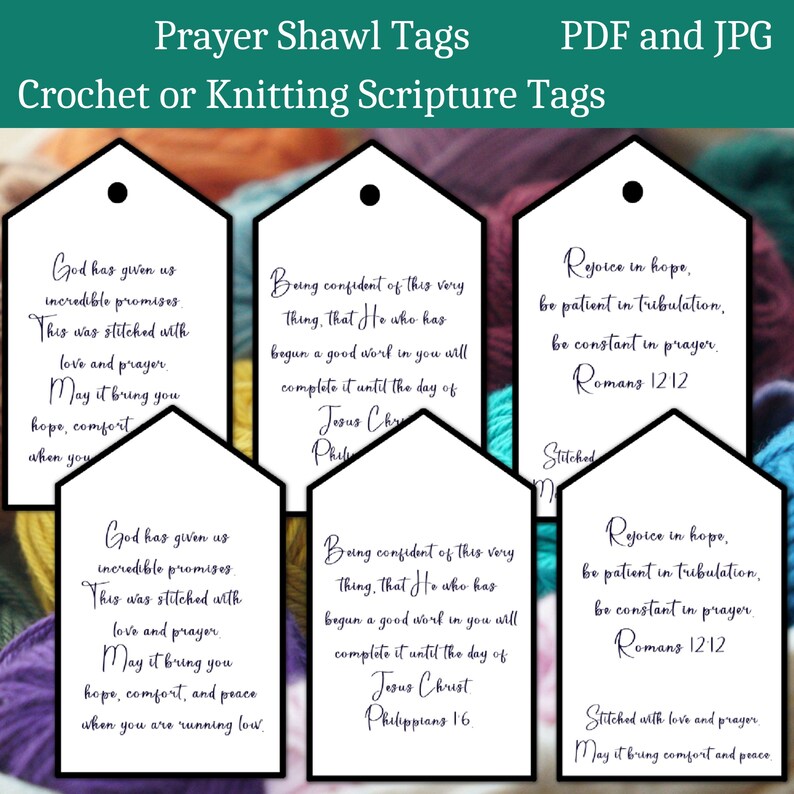 Prayer Shawl Scripture Tag | Prayer Blankettags | Tags for Crochet | Tags for Knitting ...