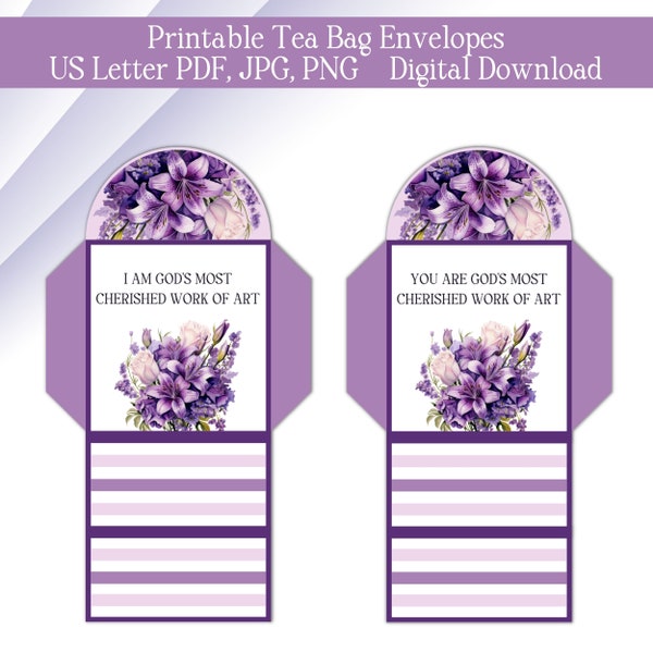 Printable Tea Bag Envelopes Tea Bag Wrapper Tea Lover Gift Teabag Holder Scripture Tea Bag Wrapper Mother's Day Tea