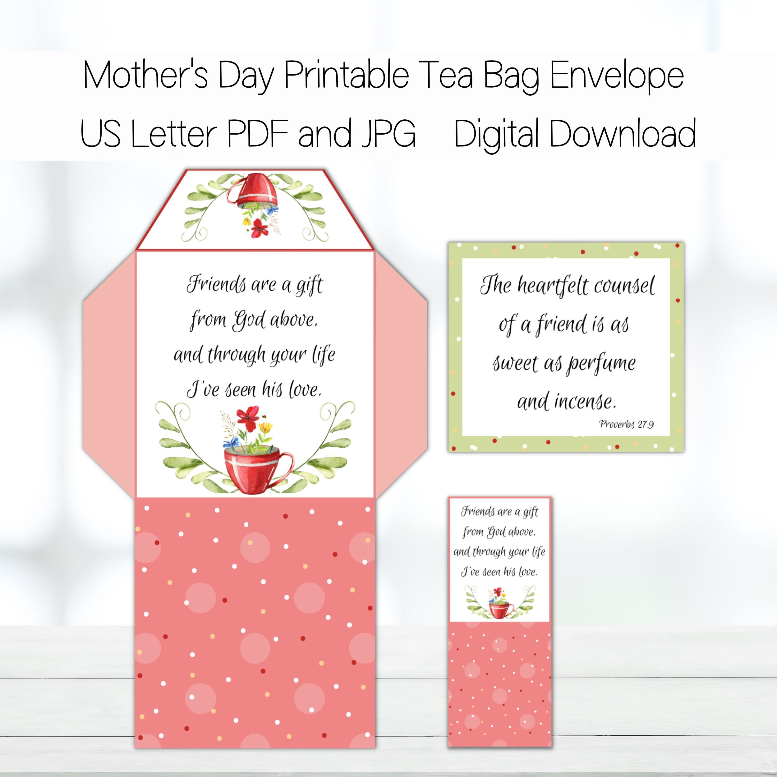 Printable Tea Bag Envelope Tea Bag Wrapper Tea Lover Gift Teabag Holder ...