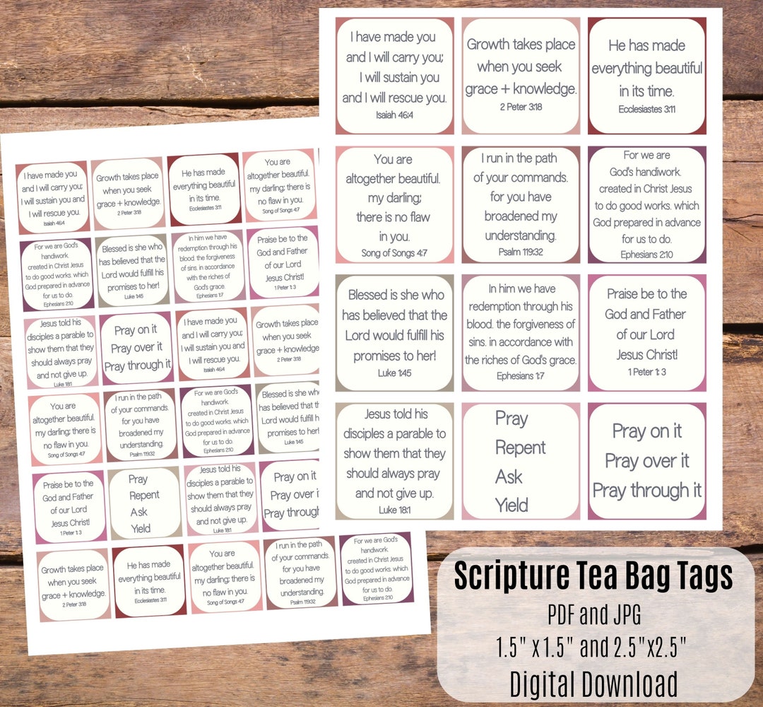 Scripture Tea Tags Printable Tea Tags Scripture Gift Tags - Etsy