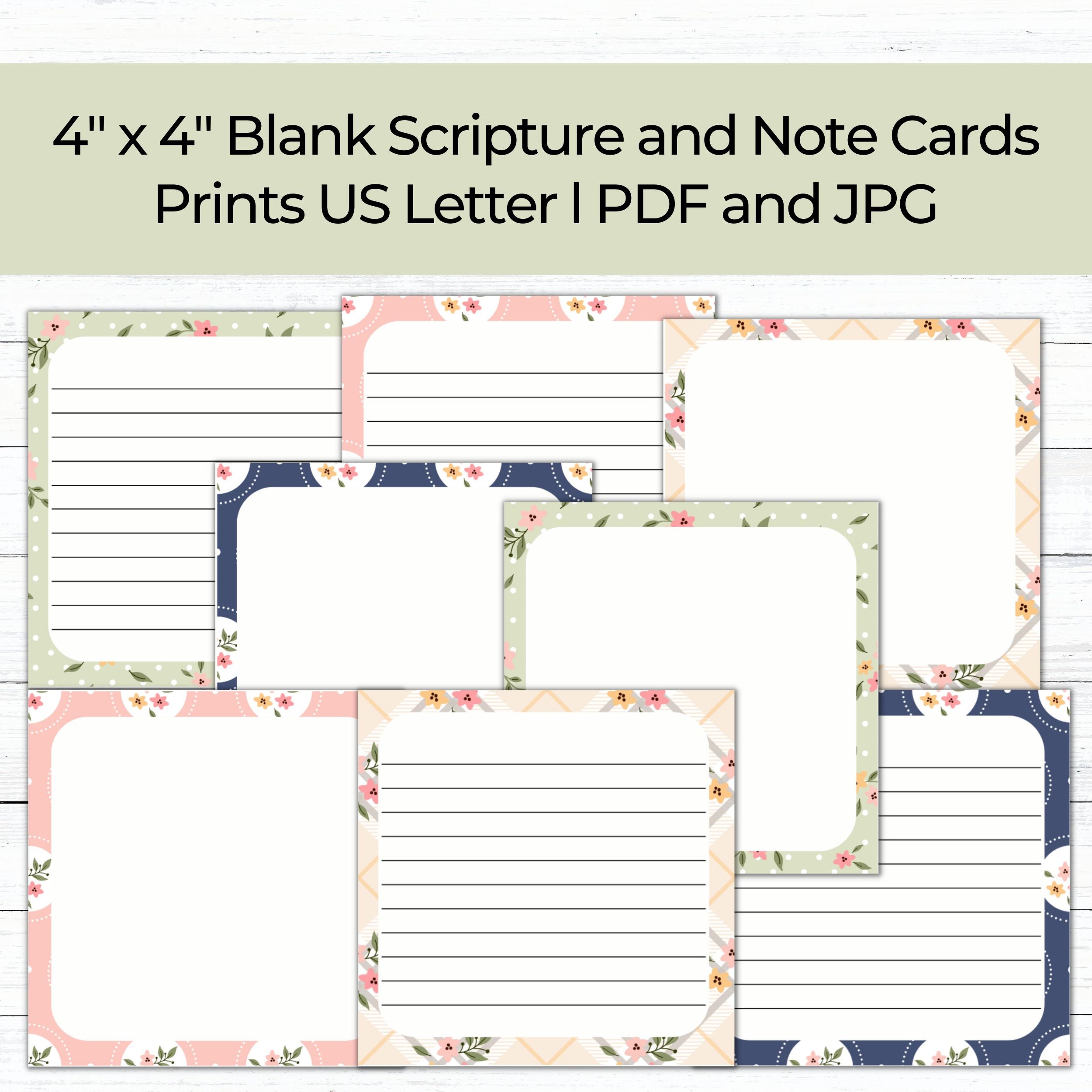 Blank Note Cards, Printable Note Cards