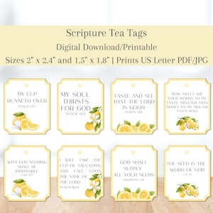 Scripture Tea Tags | Printable Tea Tags | Scripture Gift Tags | Tea Bag Tags | Lemon Tags | Mother's Day | Women's Retreat | Tea Party