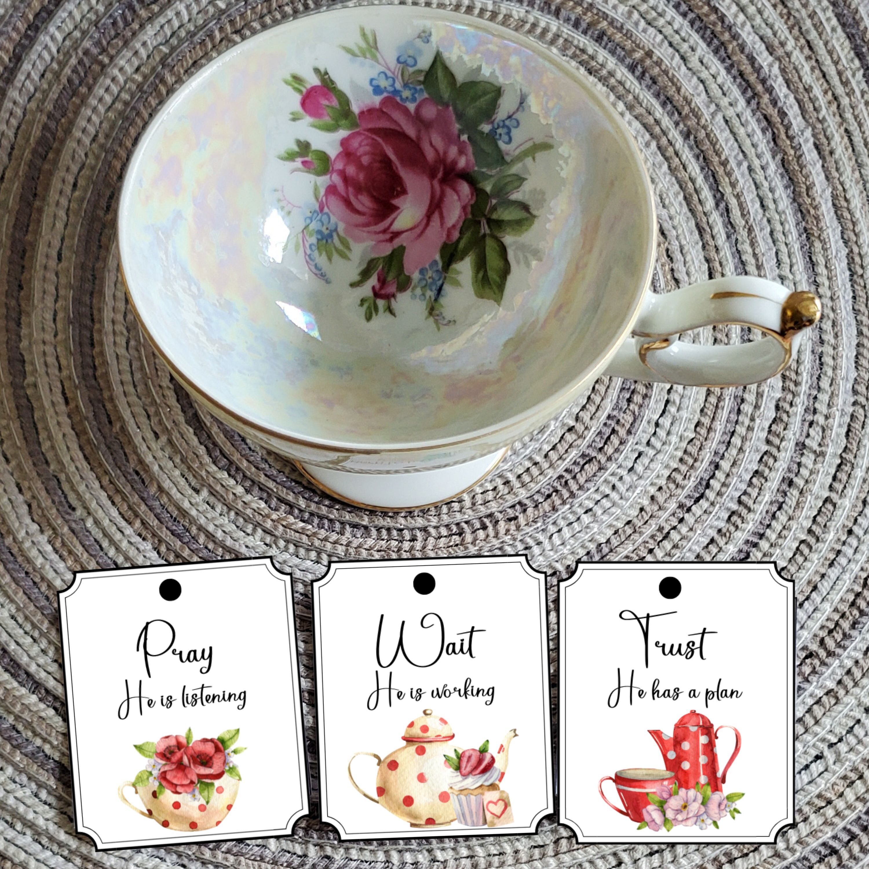 Scripture Tea Bag Tags, Pray, Wait, Trust, Matthew 2122, Printable Tea