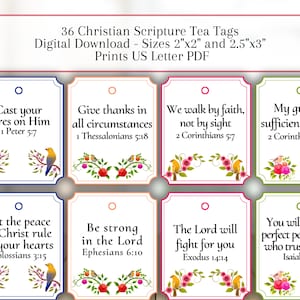 Scripture Tea Tags: Bible Verse Christian Printable Favors For Women's Church Retreats and Tea Mother's Day