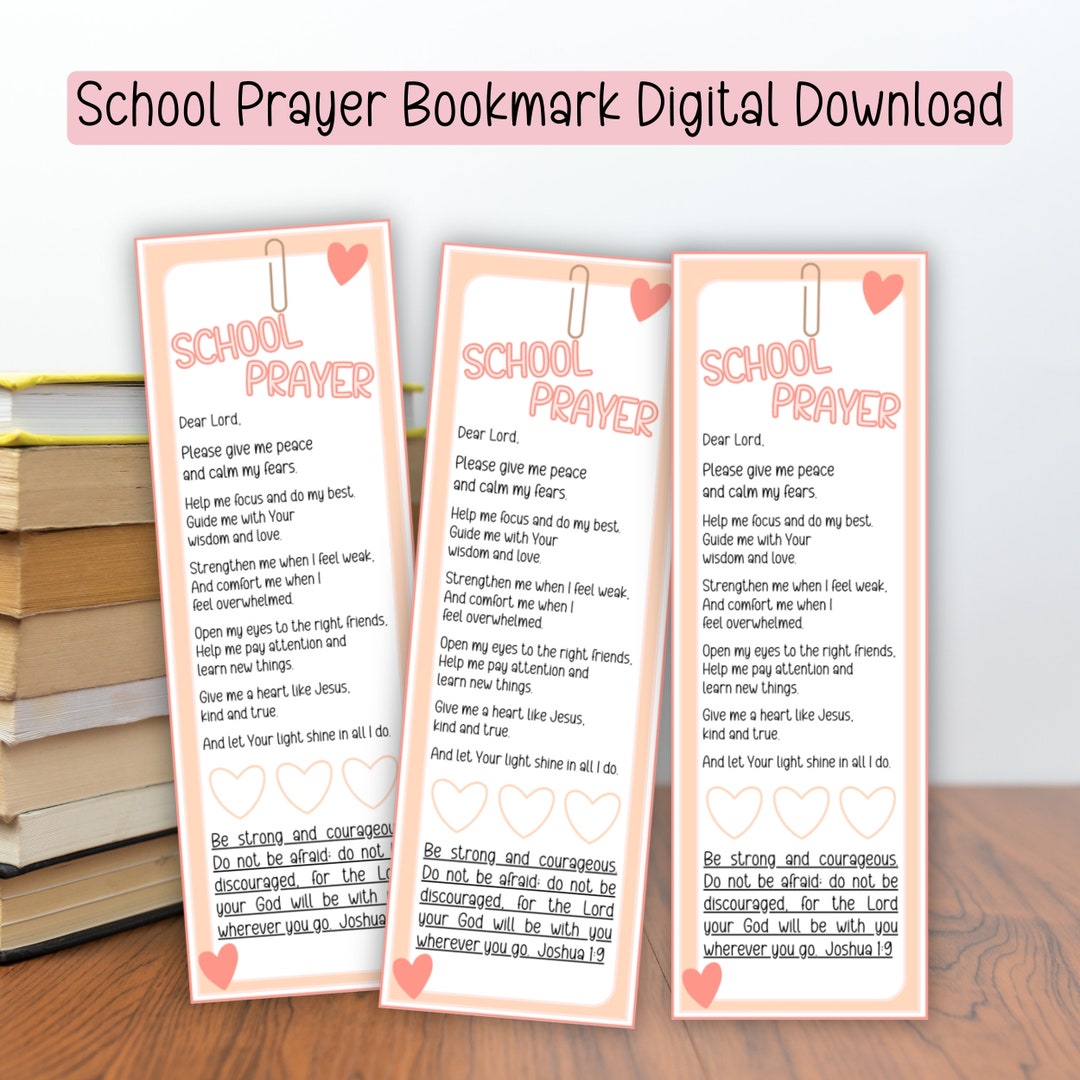 School Prayer Bookmark, First Day of School, Backpack Blessing Bookmark ...