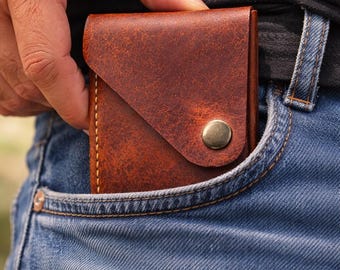 Personalisierte Leder Geldbörse -Geburtstag Geschenk für Mann-Lederwaren für Männer