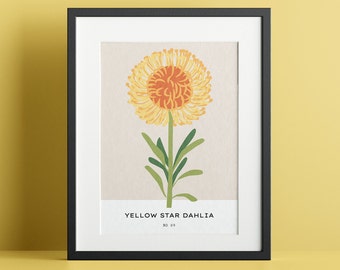 Yellow Star Dahlia Print - Digital Download Art Print