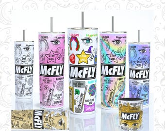 MCFLY Lyric Collage Tumbler – 20oz Skinny Band Fan Cup |  Team Mcfly | Danny Jones | Pop Punk Gift | Hot & Cold Insulated Cup | Mcfly Mug