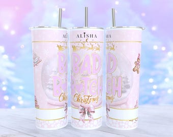 P Louise Christmas snow globe  style tumbler | pLouise | Christmas | birthday | pLouise Christmas | secret Santa | reusable cup | meoke