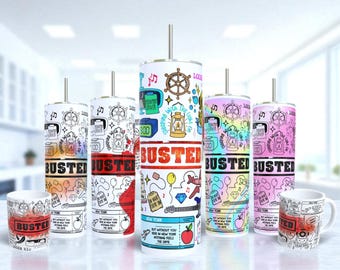 Busted Lyric Collage Tumbler – 20oz Skinny Band Fan Cup | Crimson Anthem | Year 3000 | Pop Punk Gift | Hot & Cold Insulated Cup | Mcfly