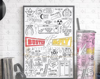 MCBUSTED Lyric Collage Tumbler Poster – 20oz Skinny Band Fan Cup |  Team Mcfly | Danny Jones | Pop Punk Gift | busted cup | poster