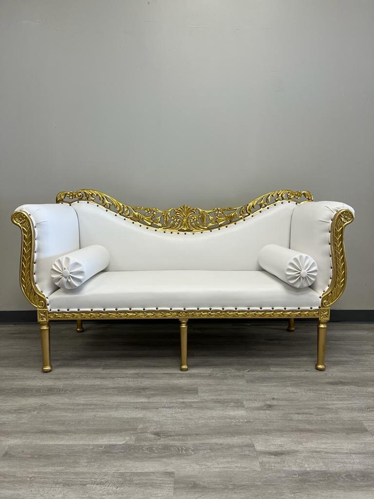 French Chaise Lounge Furniture Sofa Gold Trim Etsy