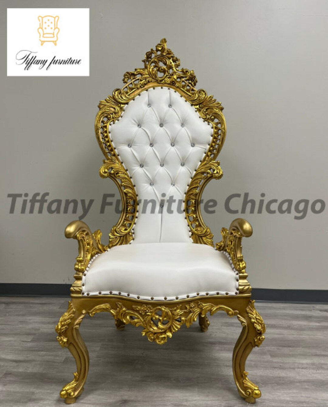 Royal White Gold Throne Chair Etsy