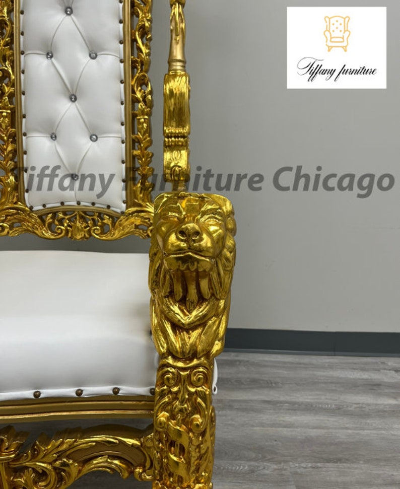 King David Lion Throne Chair Armchair High Back Chair Crystal Tufted