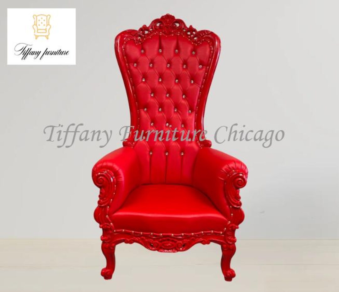 All Red Throne Chair Arm Throne Chair High Back Chair Crystal Tufted ...