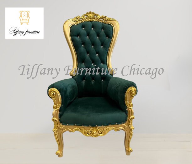 Medium Green Velvet Throne Chair Arm Throne Chair High Back Chair