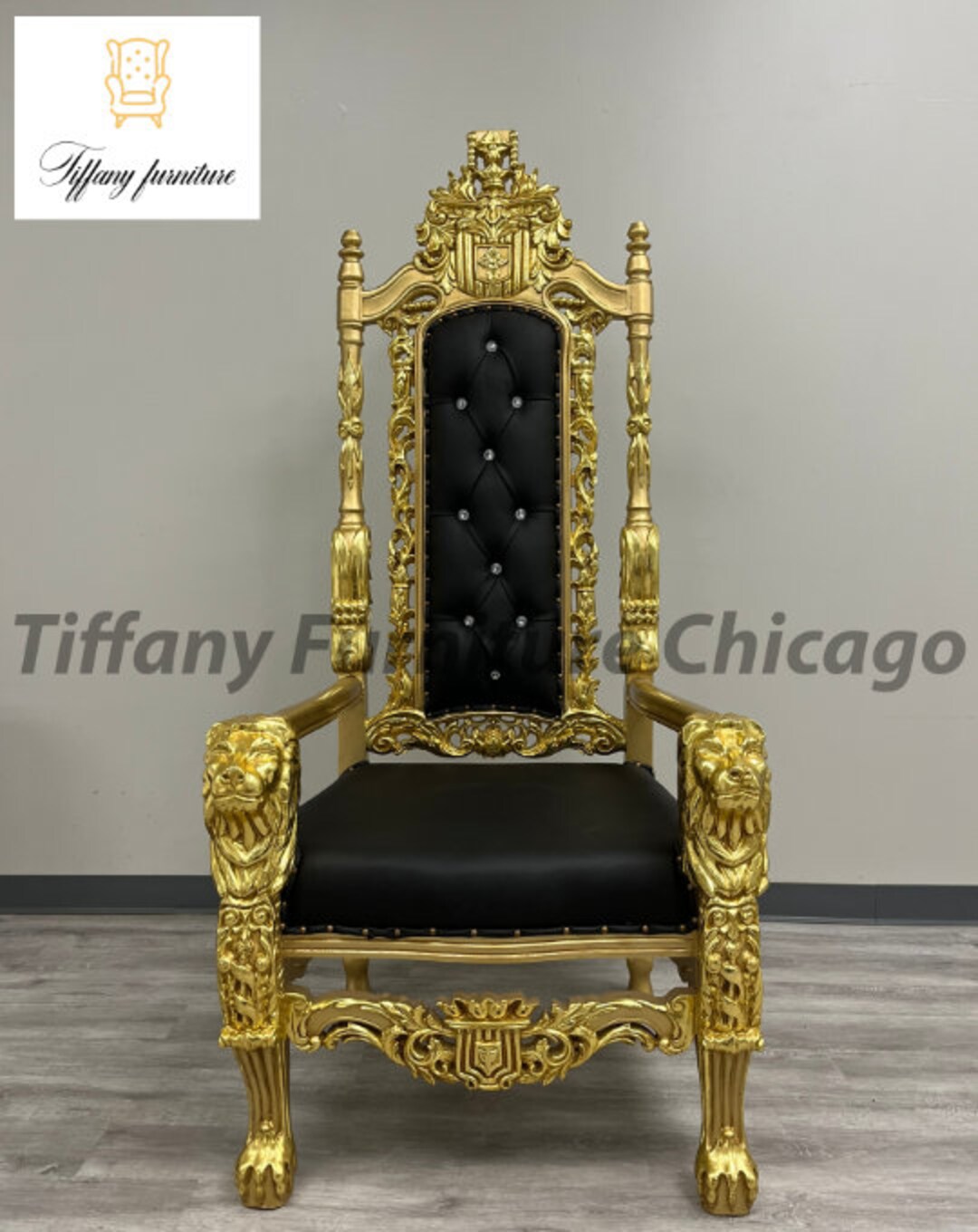 King David Lion Black Gold Throne Chair Etsy