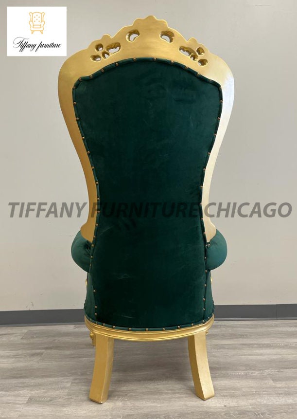 Medium Green Velvet Throne Chair Arm Throne Chair High Back Chair
