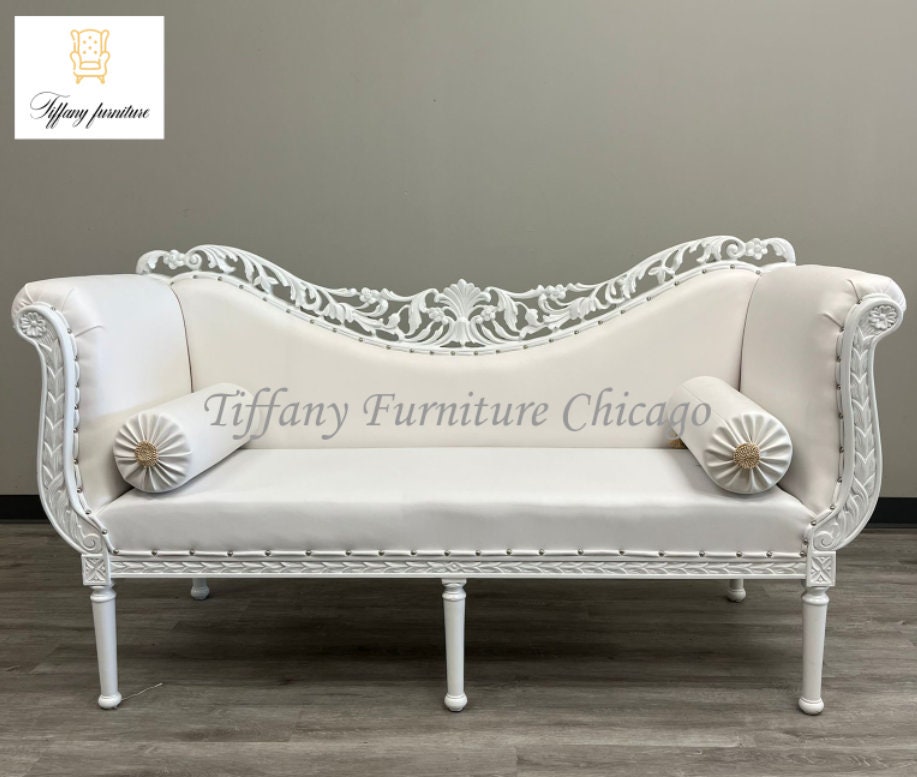 French Sofa Two-seater Sofa Arm Sofa Low Back Sofa All White - Etsy