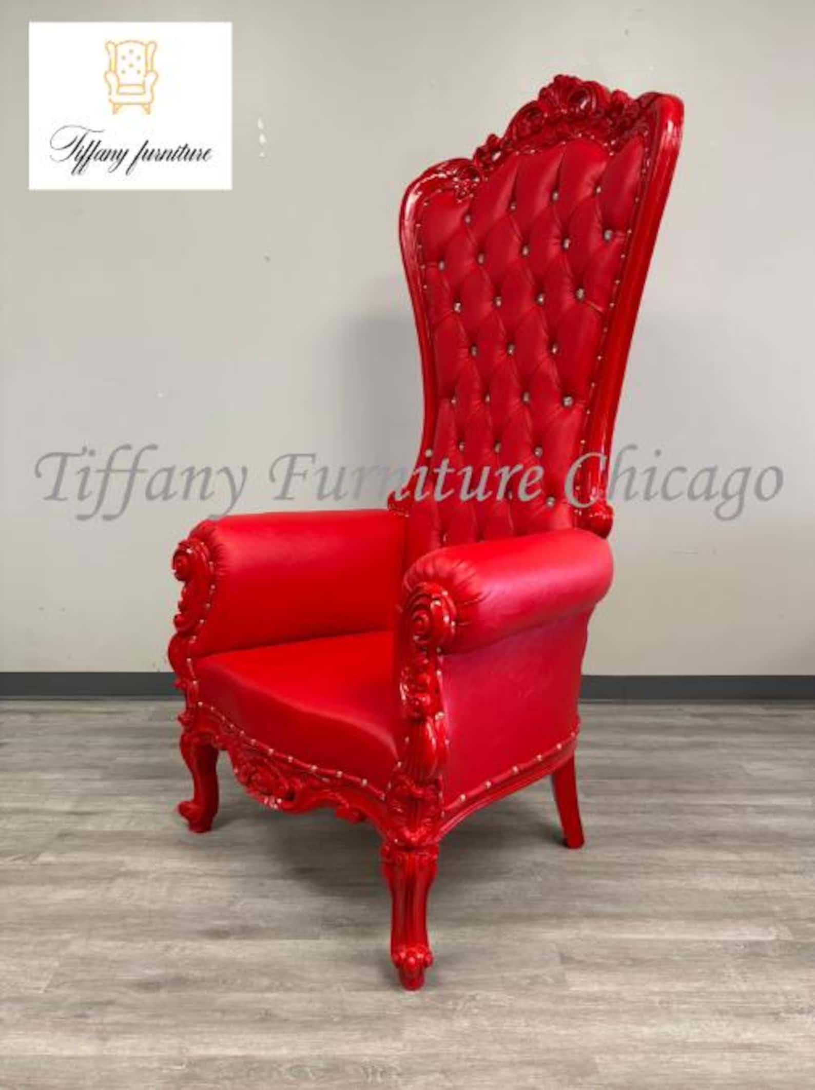 All Red Throne Chair Arm Throne Chair High Back Chair Crystal Tufted ...