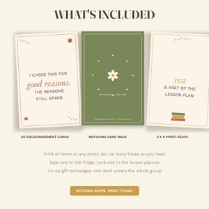Homeschool Mom Encouragement Cards Printable | 24 Affirmation Card Deck | Co-op Gift Homeschool Teacher Appreciation | PDF Download
